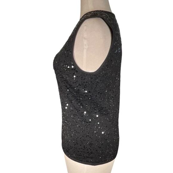 Vintage Talbots Black Sequin Sleeveless Black Top Size Small Silk Blend Night Ou - Picture 10 of 10